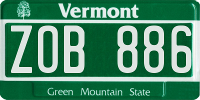 VT license plate ZOB886