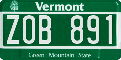 VT license plate ZOB891