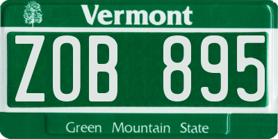 VT license plate ZOB895
