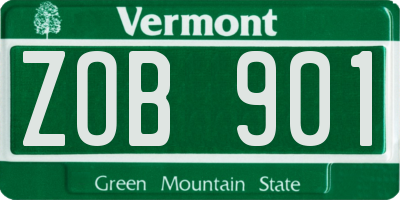 VT license plate ZOB901