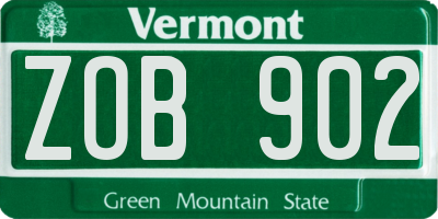 VT license plate ZOB902