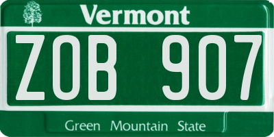 VT license plate ZOB907