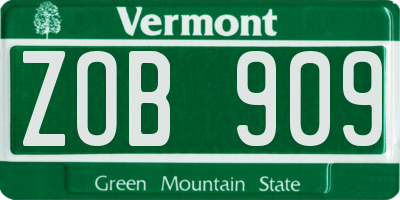 VT license plate ZOB909