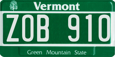 VT license plate ZOB910