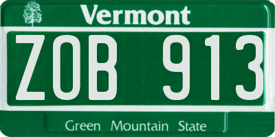 VT license plate ZOB913