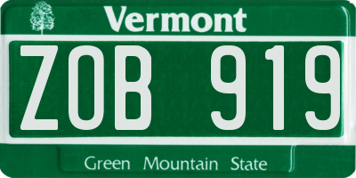 VT license plate ZOB919