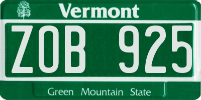 VT license plate ZOB925