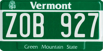 VT license plate ZOB927