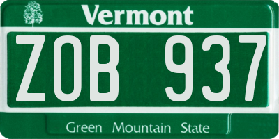 VT license plate ZOB937