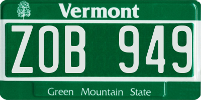 VT license plate ZOB949
