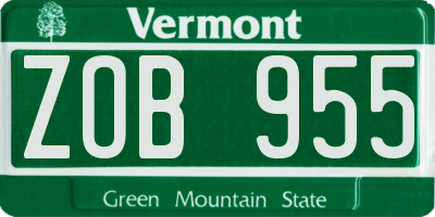 VT license plate ZOB955