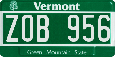 VT license plate ZOB956