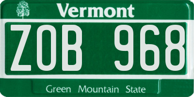 VT license plate ZOB968