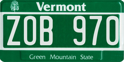 VT license plate ZOB970
