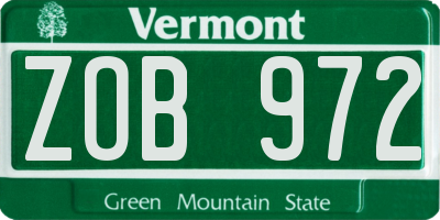 VT license plate ZOB972
