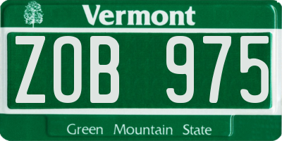 VT license plate ZOB975