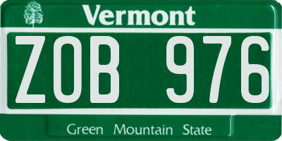 VT license plate ZOB976