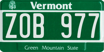 VT license plate ZOB977