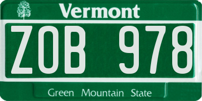 VT license plate ZOB978