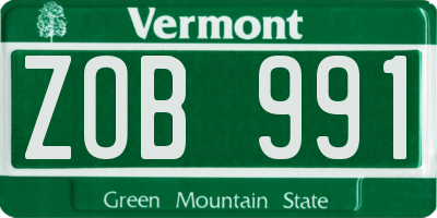 VT license plate ZOB991