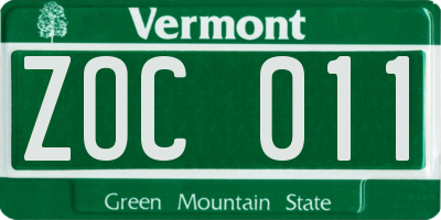 VT license plate ZOC011