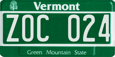 VT license plate ZOC024