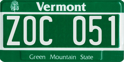 VT license plate ZOC051