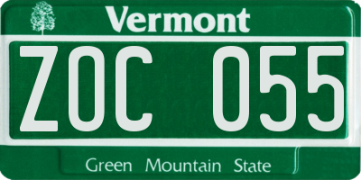 VT license plate ZOC055
