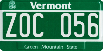 VT license plate ZOC056