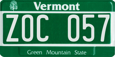 VT license plate ZOC057