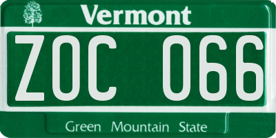 VT license plate ZOC066