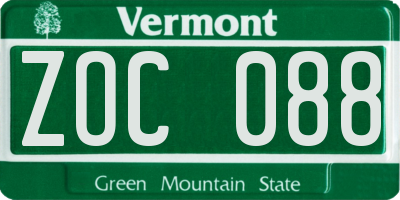 VT license plate ZOC088