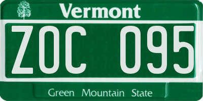 VT license plate ZOC095