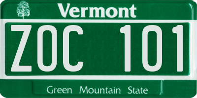 VT license plate ZOC101