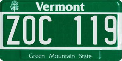 VT license plate ZOC119