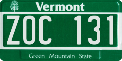 VT license plate ZOC131