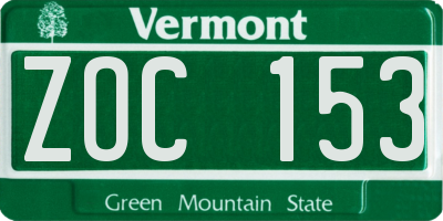 VT license plate ZOC153