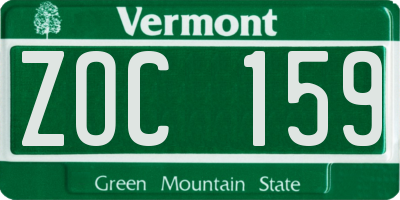 VT license plate ZOC159