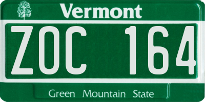 VT license plate ZOC164