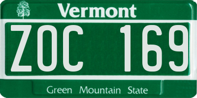 VT license plate ZOC169