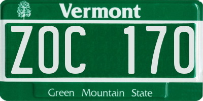 VT license plate ZOC170