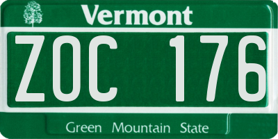 VT license plate ZOC176
