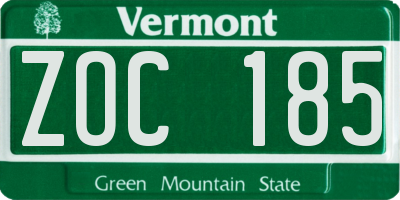 VT license plate ZOC185