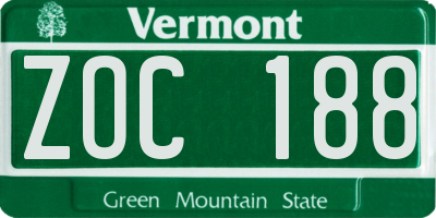 VT license plate ZOC188