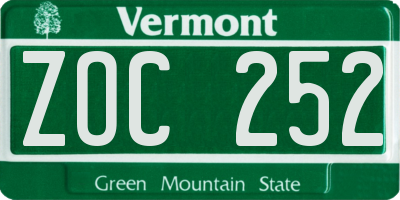 VT license plate ZOC252