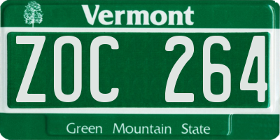 VT license plate ZOC264