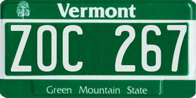 VT license plate ZOC267