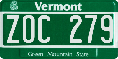 VT license plate ZOC279