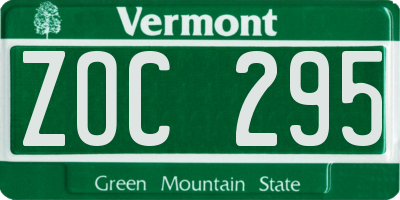 VT license plate ZOC295
