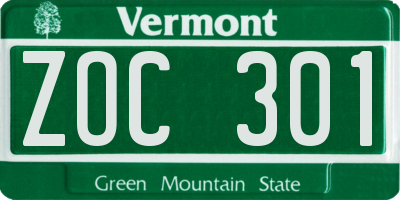VT license plate ZOC301